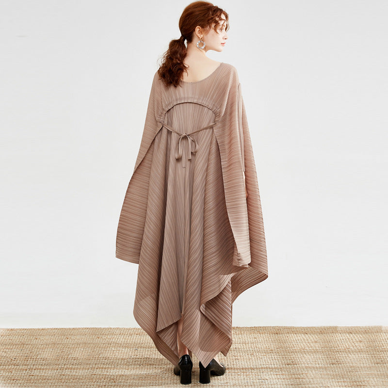 Spring new Miyake fashion clothing dress fashion temperament large size women's clothing long sleeves loose irregular skirt
