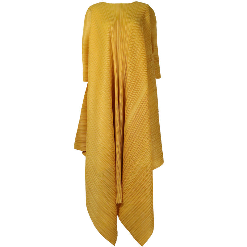 Spring new Miyake fashion clothing dress fashion temperament large size women's clothing long sleeves loose irregular skirt