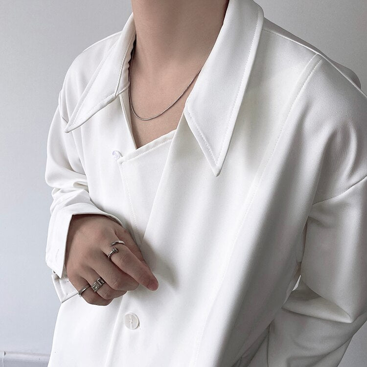 Bonsir Men's Autumn Simple Cool Style Long Sleeve Shirt High Quality Japanese Vintage Fashion Loose Casual Thick Shirt Coat Man