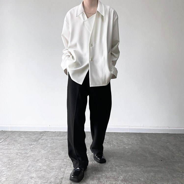 Bonsir Men's Autumn Simple Cool Style Long Sleeve Shirt High Quality Japanese Vintage Fashion Loose Casual Thick Shirt Coat Man