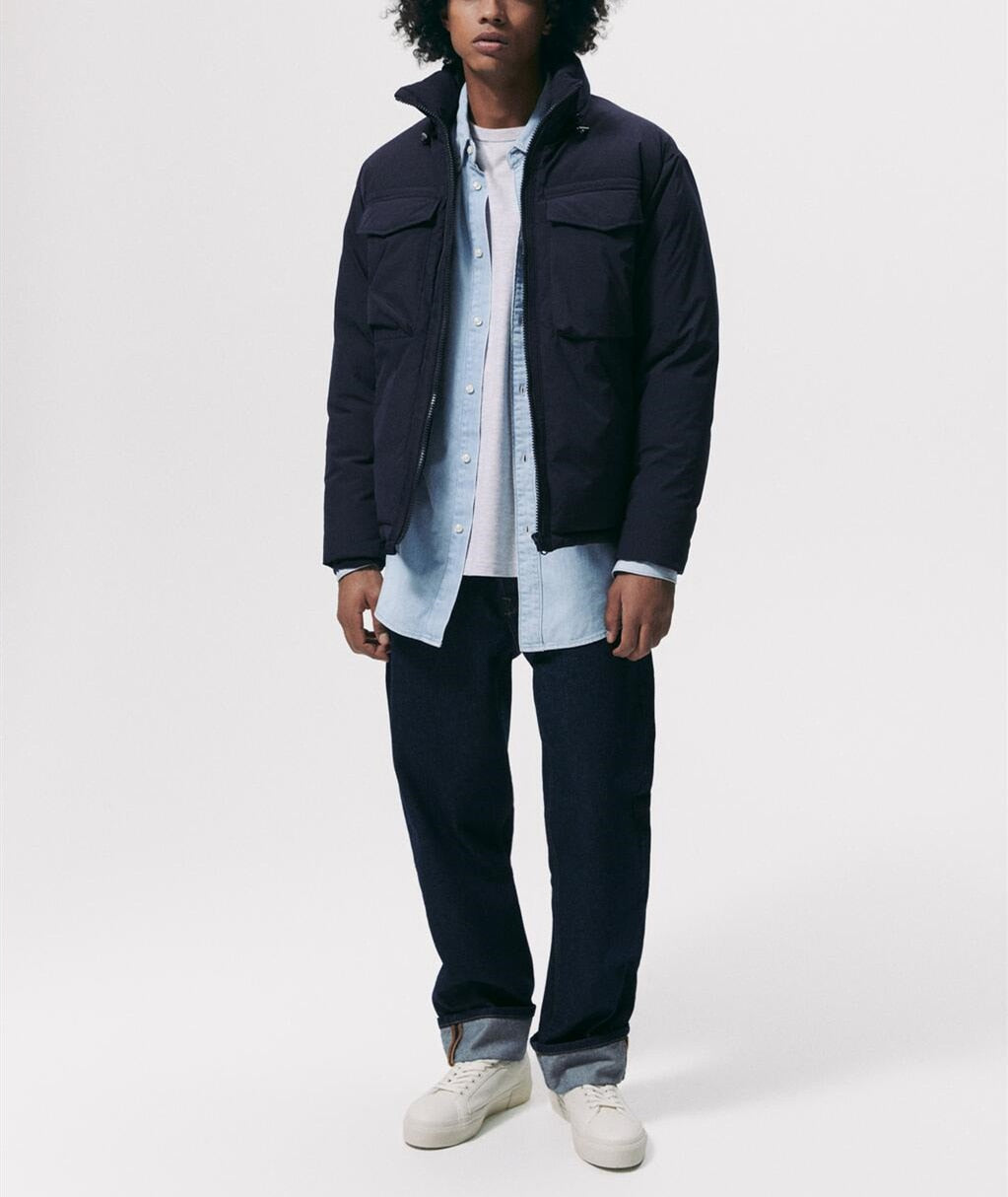 sanyamk Men's Cargo Cotton Jacket Big Pocket Warm Solid Color Coats Fashion Windproof Outwear For Male