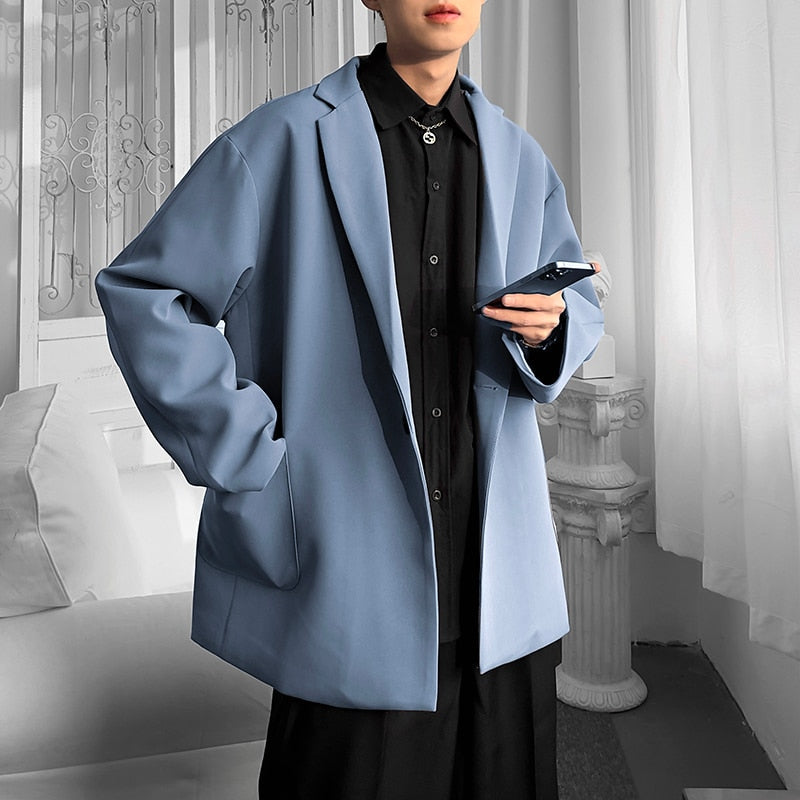 sanyamk 5 Colors Korean-style Men Casual Blazers Male One Button Suit Jackets Daily Business Streetwear All-match Simple Suit-tops