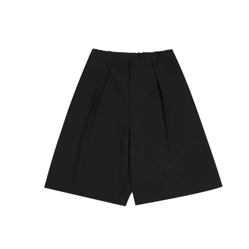 sanyamk Summer Korean Shorts Men's Fashion Solid Color Business Casual Dress Shorts Men Streetwear Wild Loose Suit Shorts Mens M-XL