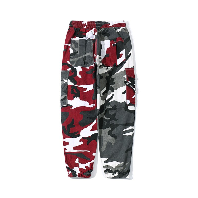 sanyamk Multiple Pockets Camouflage Patch Cotton Men Hip Hop Cargo Pants Joggers Casual Drawstring Pencil Trousers Spodnie Dresowe