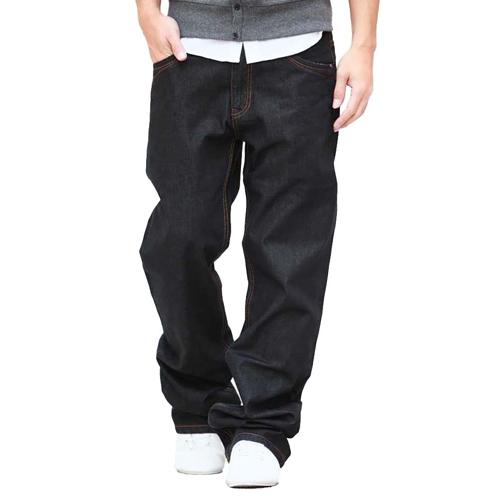 sanyamk 4 Season Men Fashion Jeans Pants Straight Loose Baggy Harem Denim Pants Casual Cotton Trousers Wide Leg Blue Plus Size 28-48