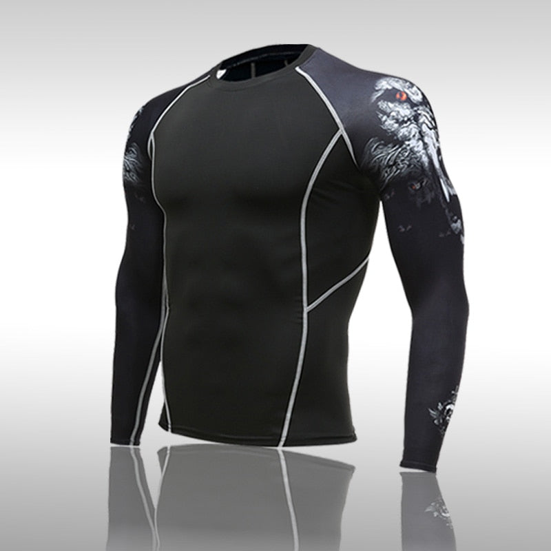 sanyamk Gym New Men's Compression Set Running Tights Workout Fitness Training Tracksuit Long Sleeves Shirts Sports Suits Rashgard Kit