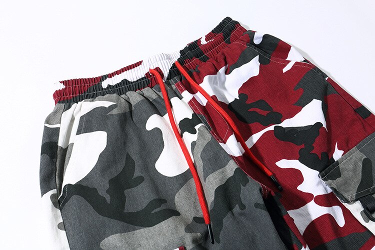sanyamk Multiple Pockets Camouflage Patch Cotton Men Hip Hop Cargo Pants Joggers Casual Drawstring Pencil Trousers Spodnie Dresowe