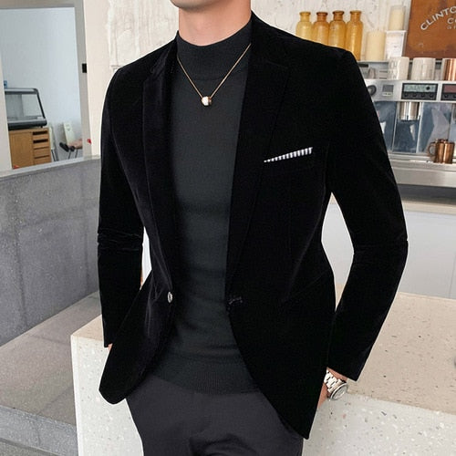 sanyamk Brand clothing Men Golden velvet suit/Male slim High quality business Blazers/Groom's Wedding Dress Men's jacket clothing