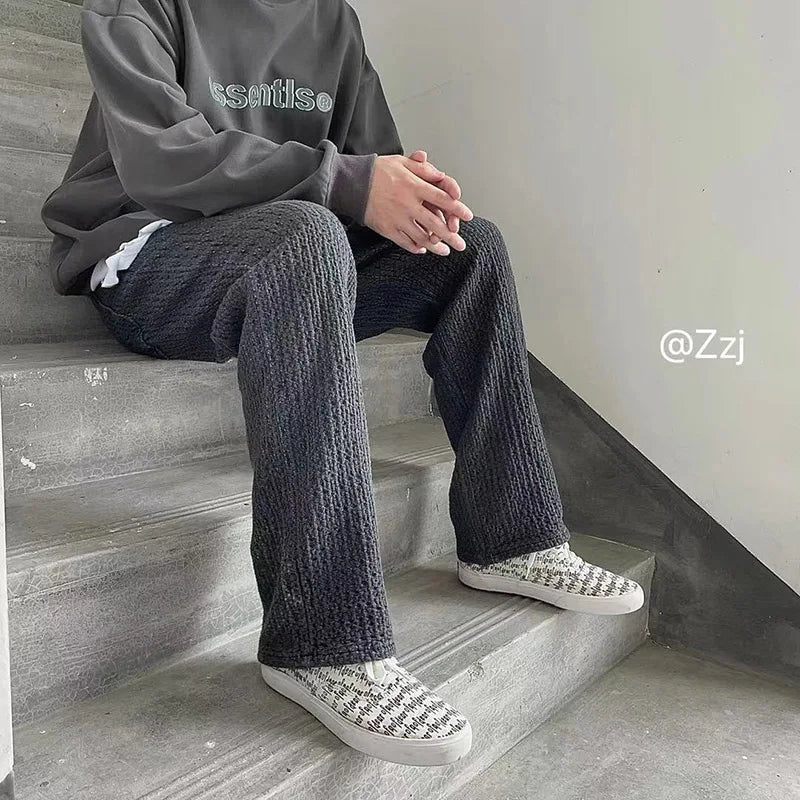 sanyamk - Autumn and winter Hong Kong style youth commuter knit jeans men