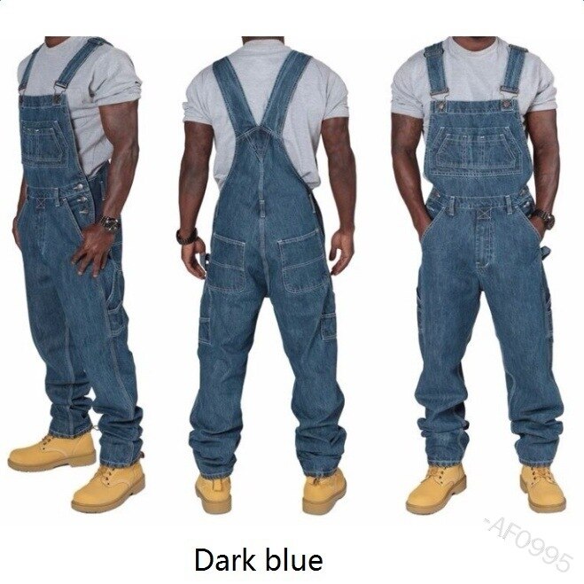 sanyamk Fashion Men Jeans New Suspenders Casual Multi-pocket Jeans Loose Pants Men Clothing Plus Size Overalls Trend Denim Pants