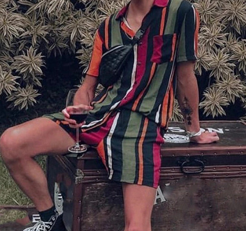 sanyamk trendy mens fashion mens summer outfits dope outfits mens street style mens spring fashion aesthetic outfits Printed Men Sets Streetwear Short Sleeve Lapel Shirt Casual Short Fashion Beach Men Hawaiian Suit 2 Pieces INCERUN 7