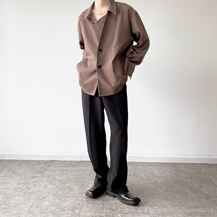 Bonsir Men's Autumn Simple Cool Style Long Sleeve Shirt High Quality Japanese Vintage Fashion Loose Casual Thick Shirt Coat Man