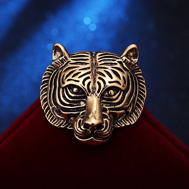 New Retro Animal Lion Head Brooch Fashion Men's Suit Shirt Collar Pin Needle Badge Lapel Pins and Brooches Jewelry Accessories