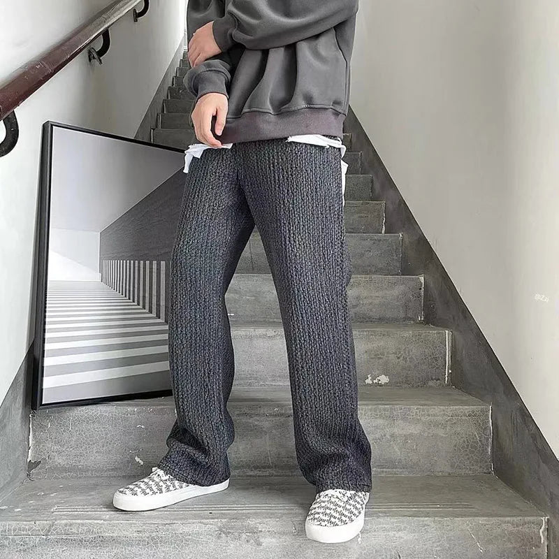 sanyamk - Autumn and winter Hong Kong style youth commuter knit jeans men