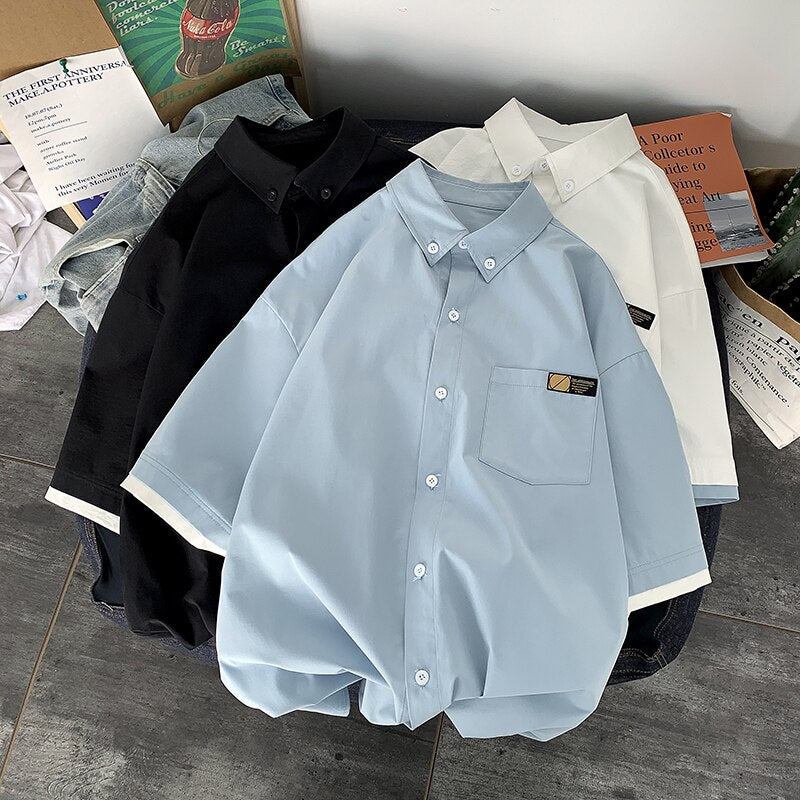 Bonsir fashion niche Design Summer new short sleeve shirt loose Korean clothing chic style shirt fashion shirts streetwear