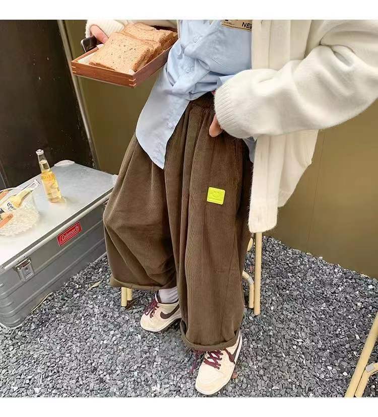 sanyamk Men's Retro Corduroy Fabric Casual Pants Loose Fashion Trend Wide Leg Pants Solid Color High-quality Trousers Size M-3XL