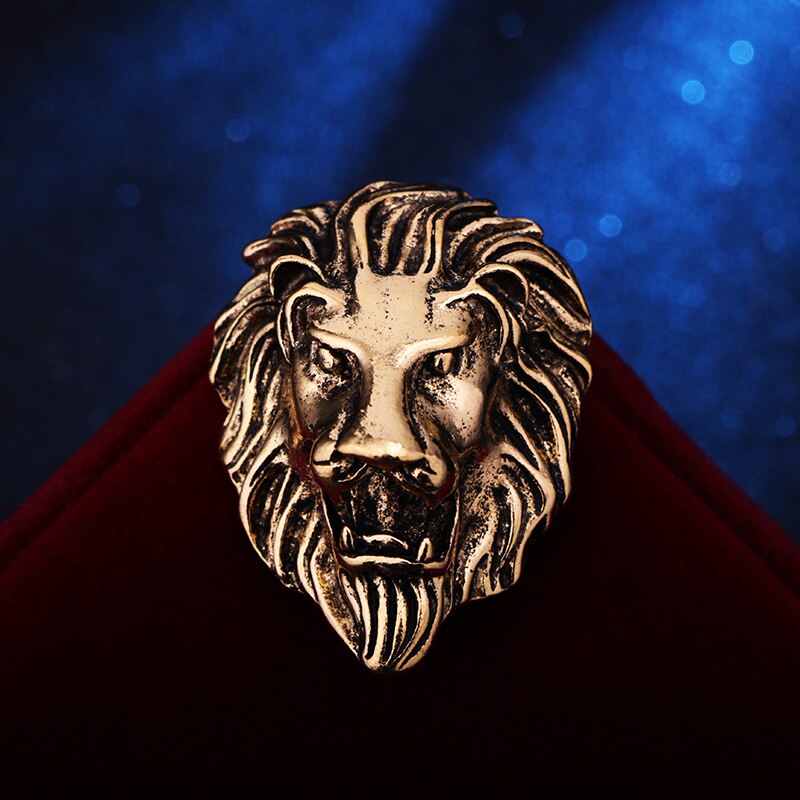 New Retro Animal Lion Head Brooch Fashion Men's Suit Shirt Collar Pin Needle Badge Lapel Pins and Brooches Jewelry Accessories
