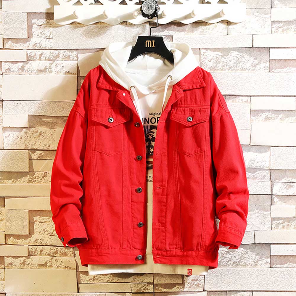 sanyamk Men Fashion Denim Jacket Plus Size M-5XL Loose Baggy Jeans Coat Japan Style Streetwear Casual Cowboy Jacket Men Clothing