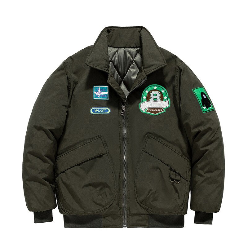 sanyamk Winter Men's Hip Hop Jacket Letters Embroidery Color Block Baseball Coats Couple Add Cotton Flight Outwear Unisex