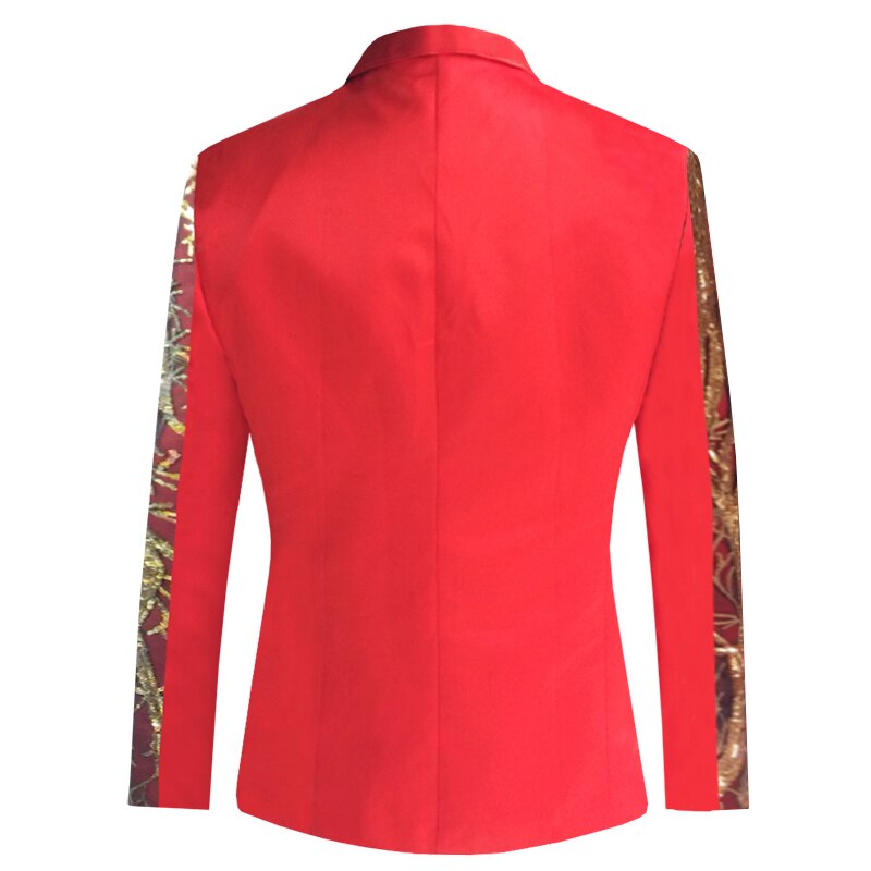 sanyamk Mens Gold Sequins Slim Fit Black Balzer Hip Hop Stage Singers Prom Dress Suit Jacket Party Jacket Men