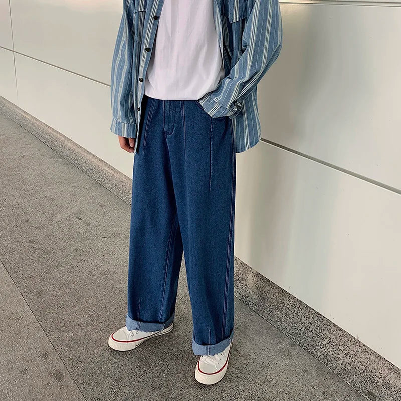 sanyamk Baggy Denim Pant Men Loose Straight Wide Leg Jeans Men's Women's Streetwear Skateboard Hip Hop Casual Trousers Oversized 2XL