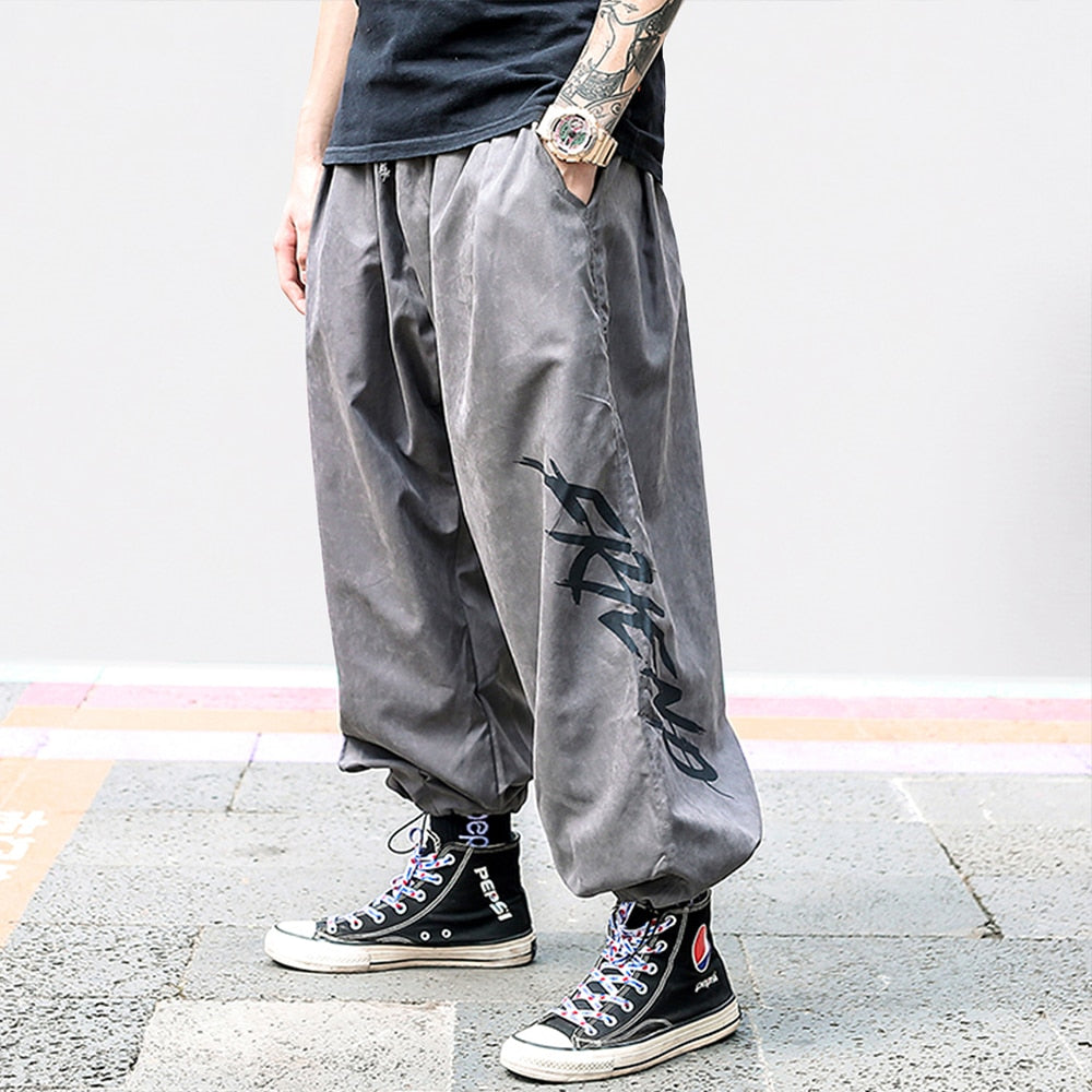 Bonsir Harem Cargo Baggy Pants Joggers Men Hip Hop Casual Pants Summer Graffiti Fashion Streetwear Harajuku Loose Trousers