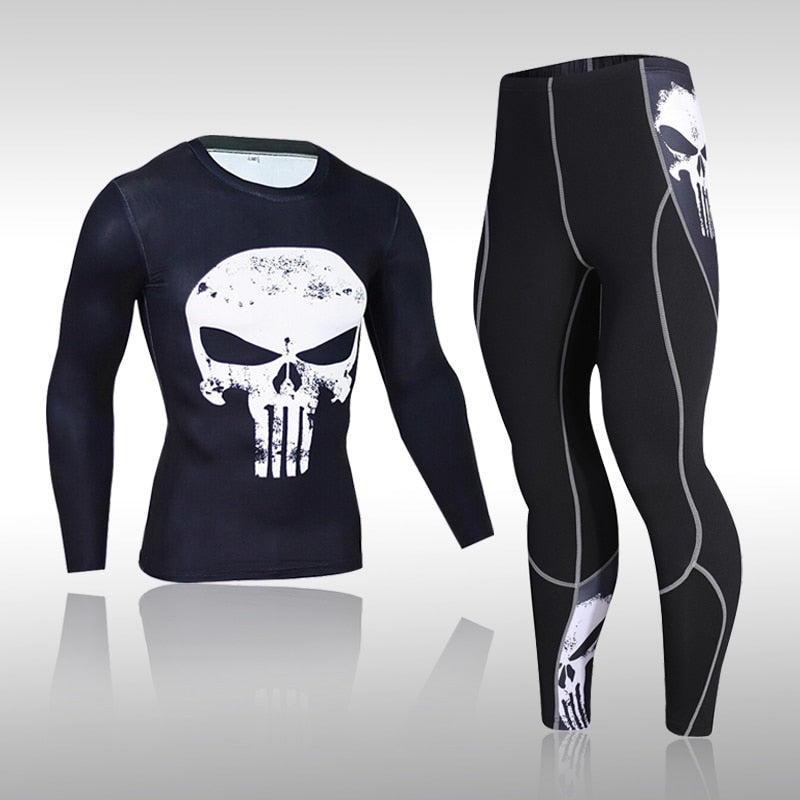 sanyamk Gym New Men's Compression Set Running Tights Workout Fitness Training Tracksuit Long Sleeves Shirts Sports Suits Rashgard Kit