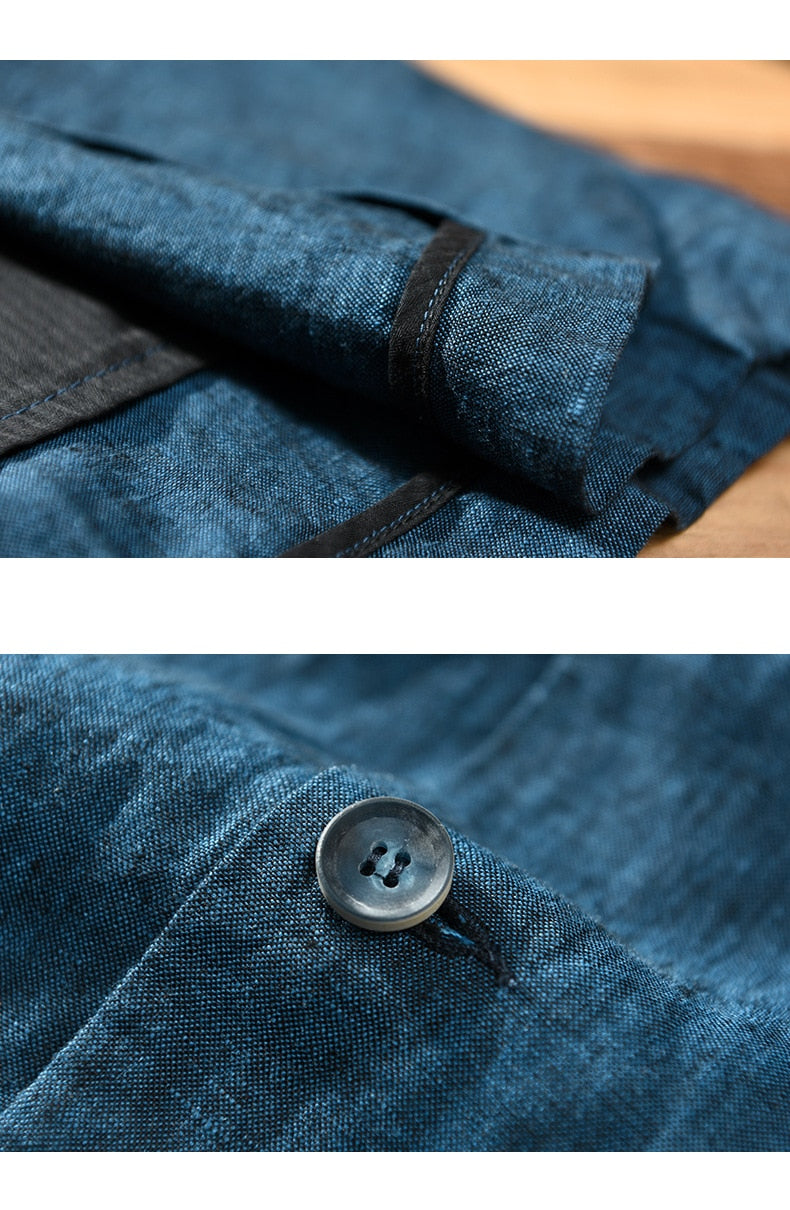 Bonsir Autumn New Linen Suit Jacket Business Casual Daily Gentlemen Multi-Pocket Retro Classic Breathable Loose 4 Colors Blazer