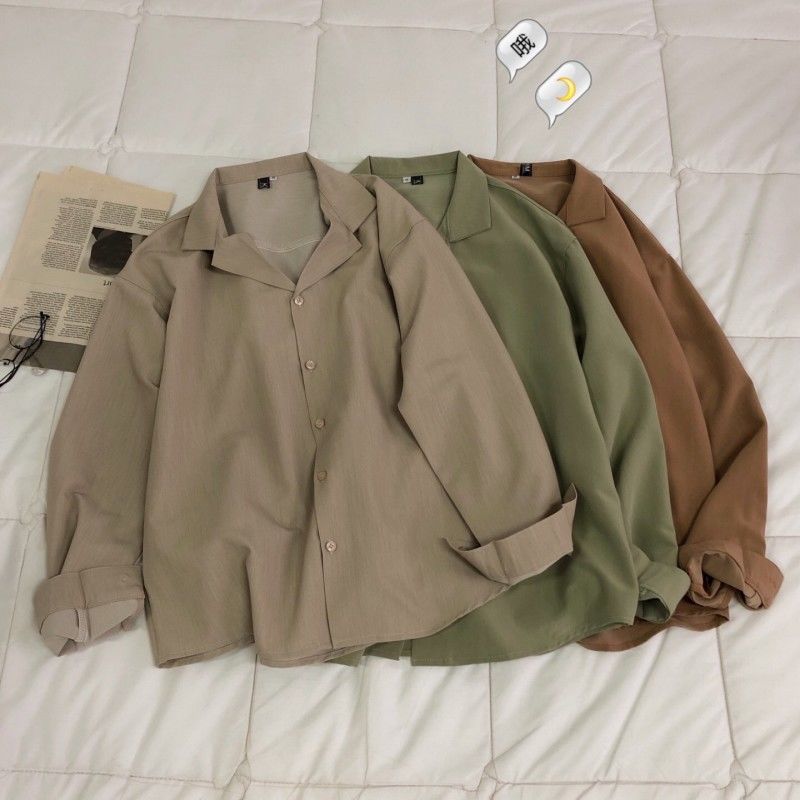 Men's Suit Collar 6-color Coats Long Sleeve Loose Hawaiian Shirt Camisa Masculina Streetwear Fashion Social Shirts M-2XL