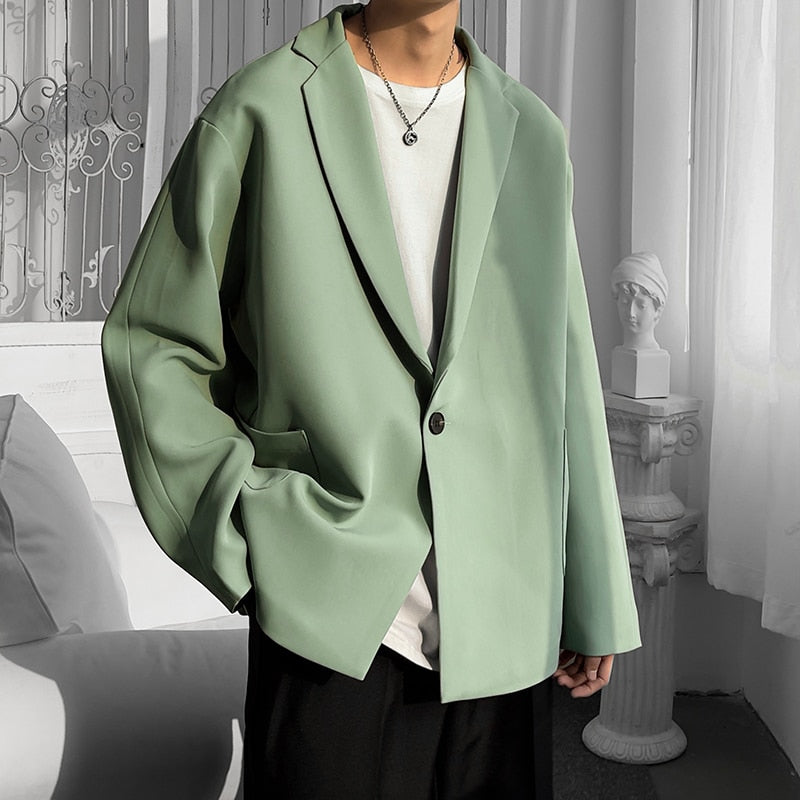 sanyamk 5 Colors Korean-style Men Casual Blazers Male One Button Suit Jackets Daily Business Streetwear All-match Simple Suit-tops