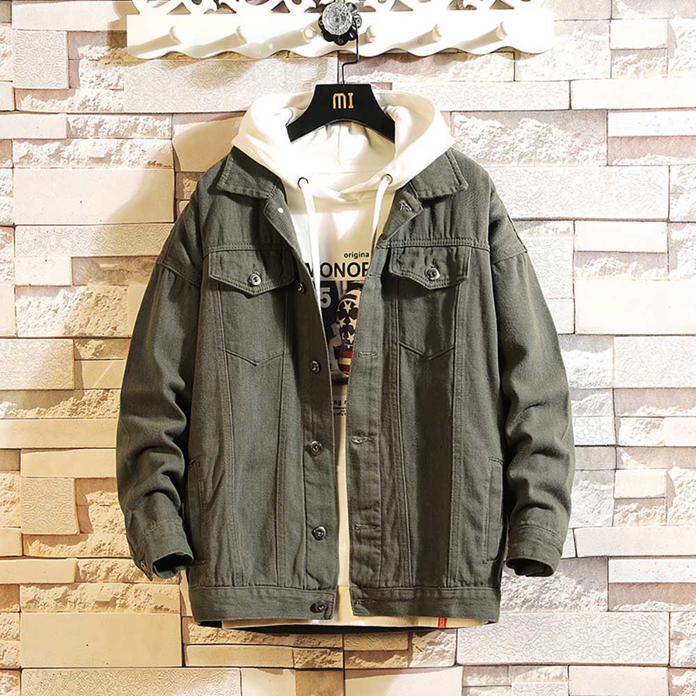 sanyamk Men Fashion Denim Jacket Plus Size M-5XL Loose Baggy Jeans Coat Japan Style Streetwear Casual Cowboy Jacket Men Clothing