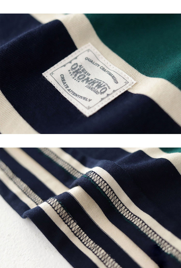 Bonsir Summer Stripe T-Shirt Men And Women Classic Streetwear Fashion Ins Trend Vintage O-Neck Cotton Youth Couple Short-Sleeved Tops