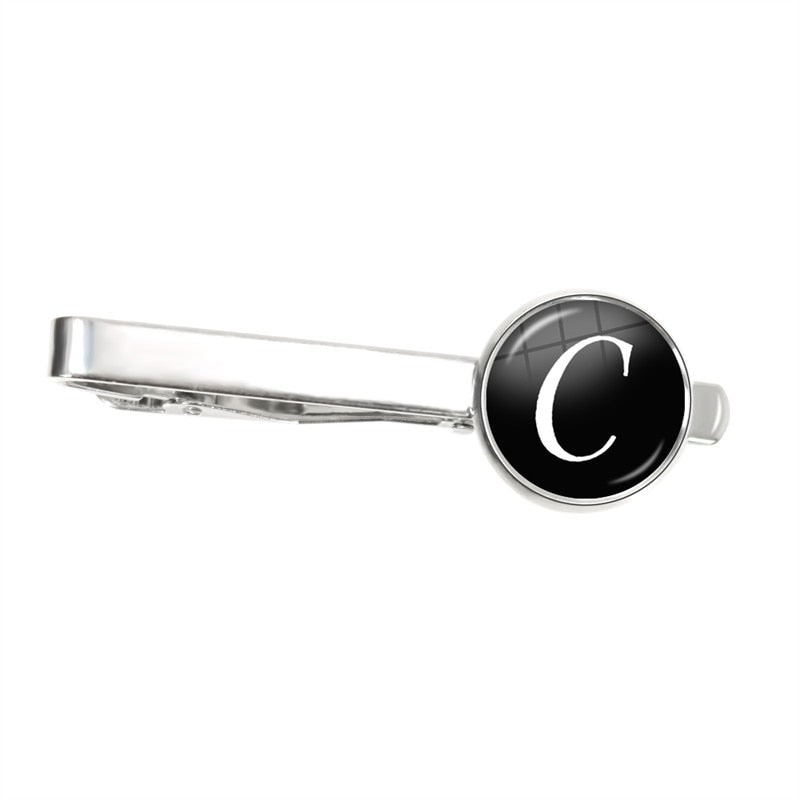 Men's Fashion 26 Alphabet Letters Tie Clips Personality Name Letters Jewelry Men Necktie Clip Pin Suit Accessories Gift