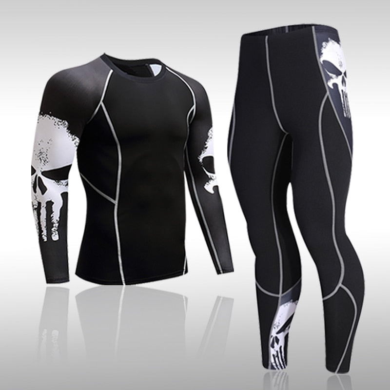 sanyamk Gym New Men's Compression Set Running Tights Workout Fitness Training Tracksuit Long Sleeves Shirts Sports Suits Rashgard Kit