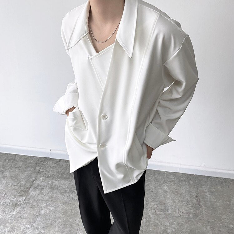 Bonsir Men's Autumn Simple Cool Style Long Sleeve Shirt High Quality Japanese Vintage Fashion Loose Casual Thick Shirt Coat Man
