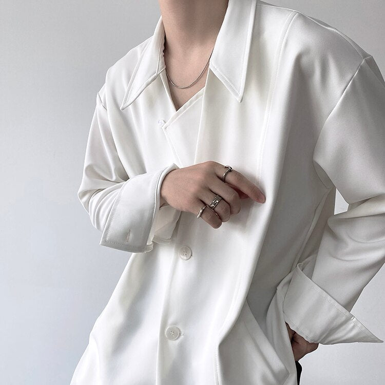 Bonsir Men's Autumn Simple Cool Style Long Sleeve Shirt High Quality Japanese Vintage Fashion Loose Casual Thick Shirt Coat Man