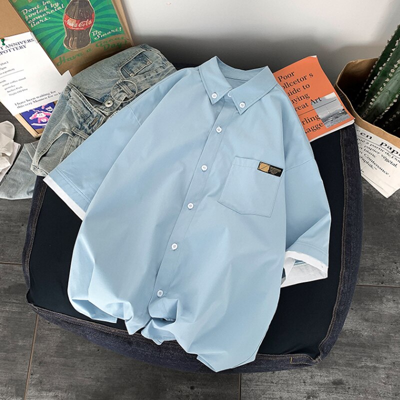 Bonsir fashion niche Design Summer new short sleeve shirt loose Korean clothing chic style shirt fashion shirts streetwear