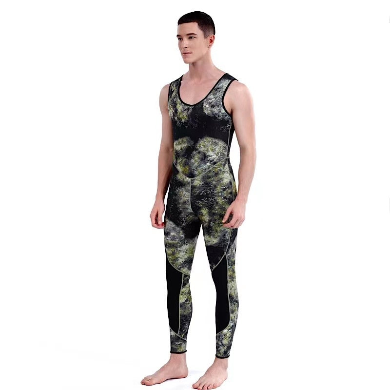 HOT 3mm Camouflage Wetsuit Long Sleeve Fission Hooded 2 Pieces Of Neoprene Submersible For Men Keep Warm Waterproof Diving Suit