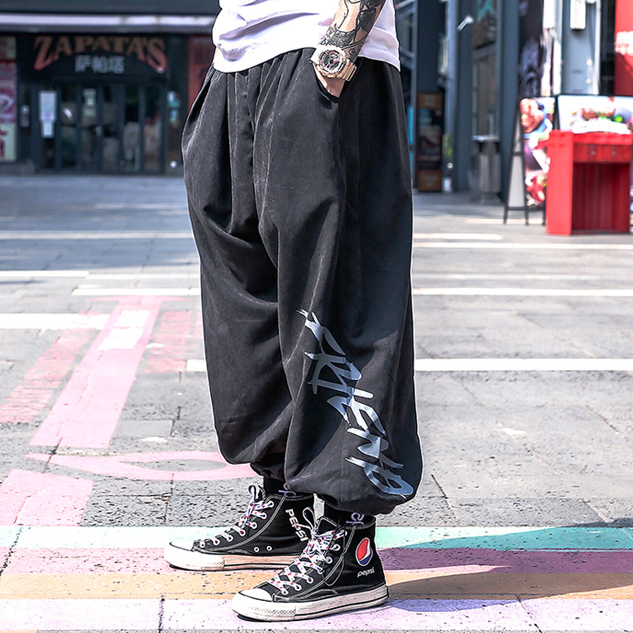 Bonsir Harem Cargo Baggy Pants Joggers Men Hip Hop Casual Pants Summer Graffiti Fashion Streetwear Harajuku Loose Trousers