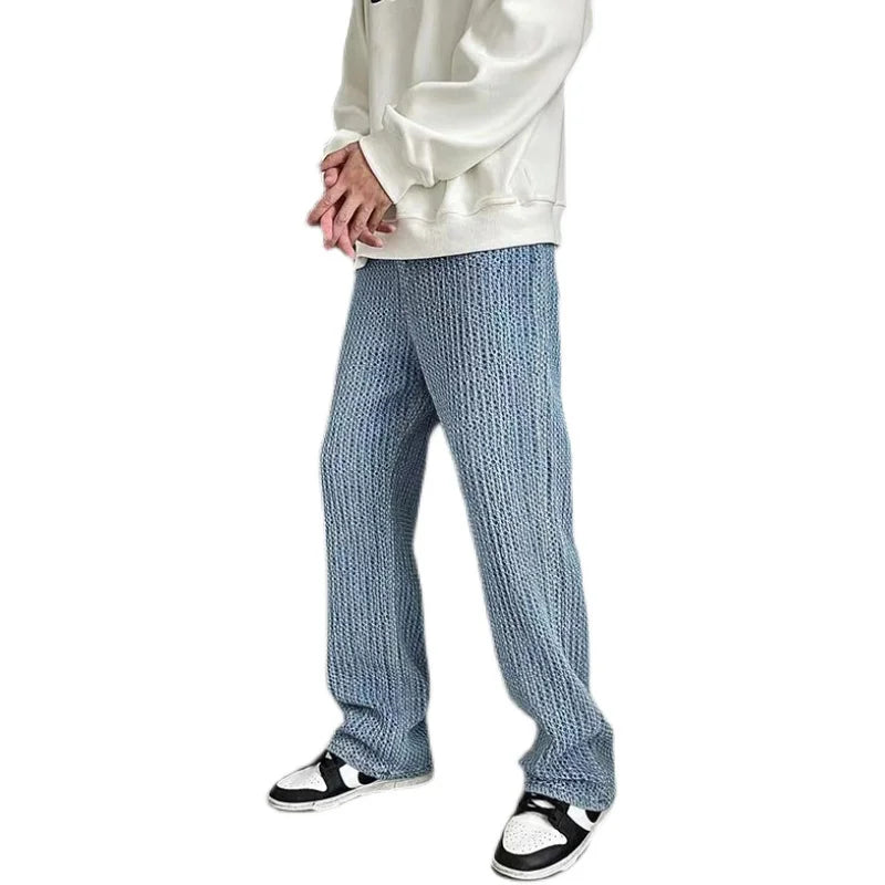Bonsir - Autumn and winter Hong Kong style youth commuter knit jeans men
