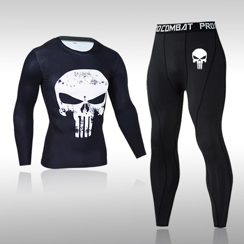 sanyamk Gym New Men's Compression Set Running Tights Workout Fitness Training Tracksuit Long Sleeves Shirts Sports Suits Rashgard Kit