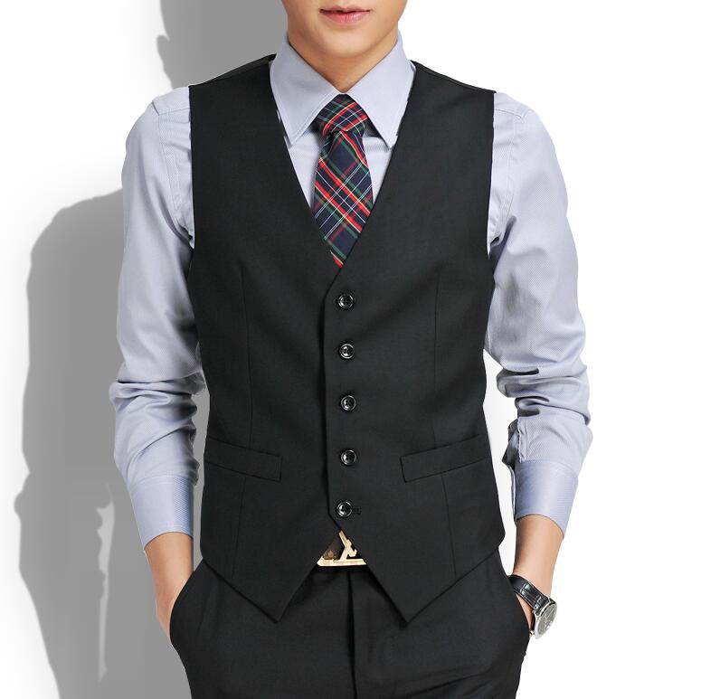 sanyamk Men's Slim Fit Mens Suit Vest Casual Suit Vest Man Black Gray Formal Businss Vest Arrival Vests Male Waistcoat Gilet Homme