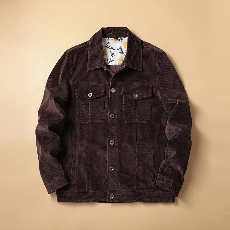 sanyamk Men's autumn and winter jacket hip hop corduroy jacket retro casual regular jacket fashion pilot jacket four-color men's brand