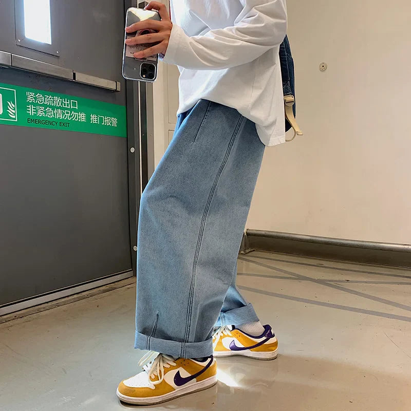 sanyamk Baggy Denim Pant Men Loose Straight Wide Leg Jeans Men's Women's Streetwear Skateboard Hip Hop Casual Trousers Oversized 2XL