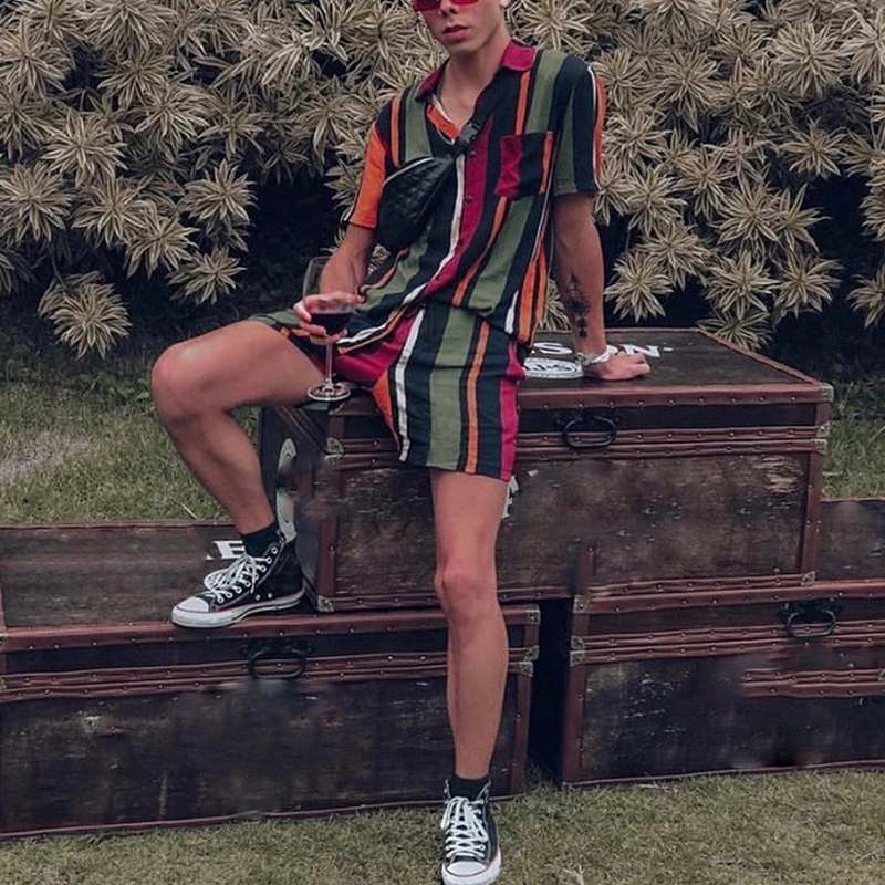 sanyamk trendy mens fashion mens summer outfits dope outfits mens street style mens spring fashion aesthetic outfits Printed Men Sets Streetwear Short Sleeve Lapel Shirt Casual Short Fashion Beach Men Hawaiian Suit 2 Pieces INCERUN 7