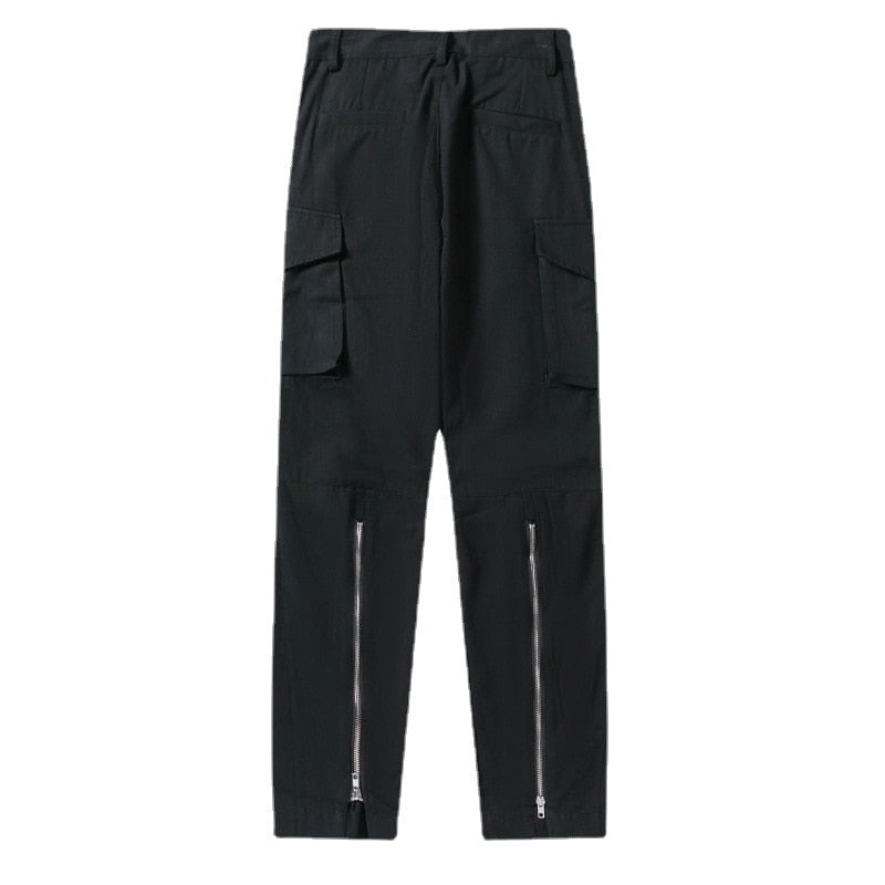 sanyamk New Arrivals Ankle Zipper Solid Hip Hop Men Cargo Jeans Trousers Side Pocket Black Cotton Straight Denim Pants Ropa Hombre