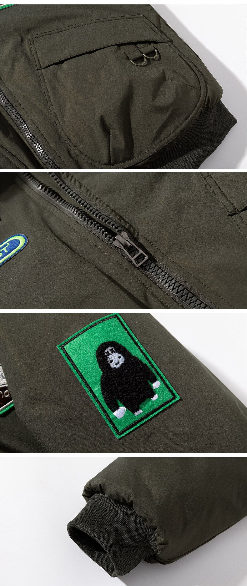 sanyamk Winter Men's Hip Hop Jacket Letters Embroidery Color Block Baseball Coats Couple Add Cotton Flight Outwear Unisex