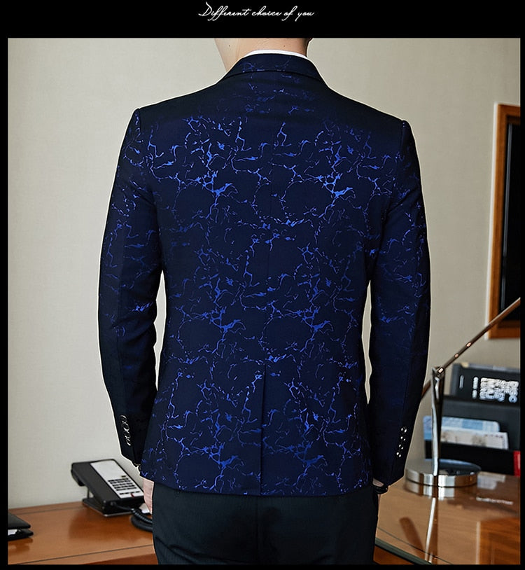 sanyamk Luxury banquet party suit jacket evening dress fashion jacquard casual business jacket Slim men's wedding jacket men's clothing