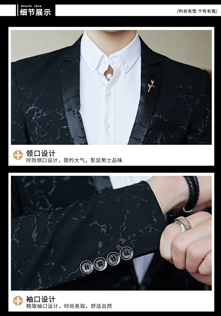sanyamk Luxury banquet party suit jacket evening dress fashion jacquard casual business jacket Slim men's wedding jacket men's clothing
