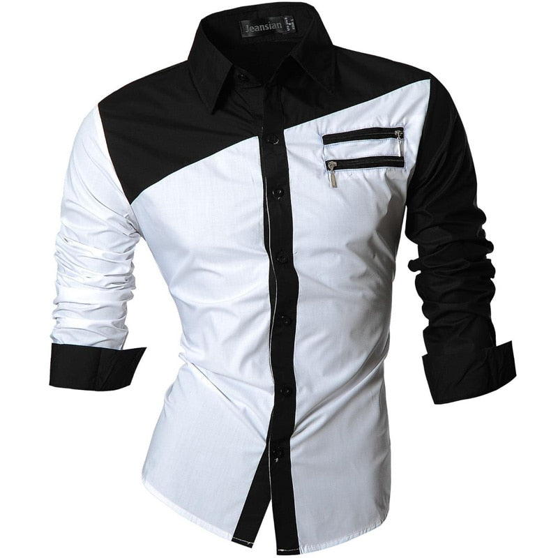 sanyamk Jeansian Men's Casual Dress Shirts Fashion Desinger Stylish Long Sleeve Slim Fit 8371 Black2